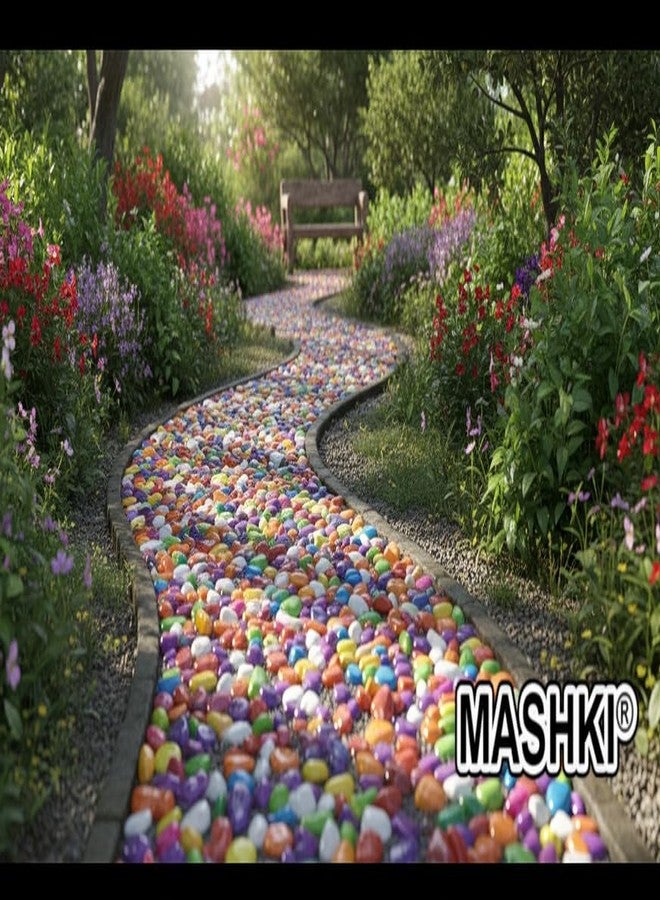 MASHKI 400 Grams Multi Coloured Decorative Stones River Pebbles for Flowerpot, Garden and Aquarium Decoration for Pathway & able Painted Asymmetrical Rock Stone (500) - Image 2